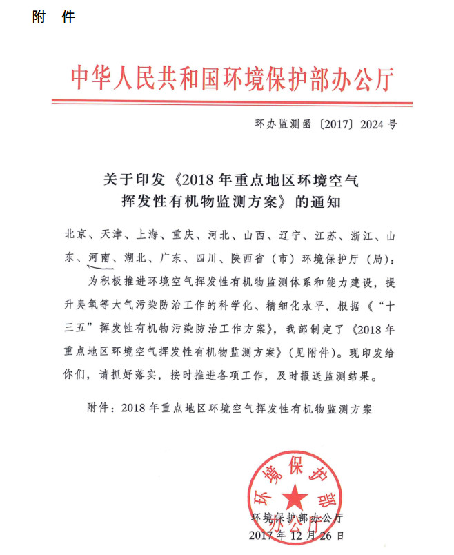 環境部最新發布：2019年地級及以上城市環境空氣揮發性有機物監測方案，附2018年方案要點對比